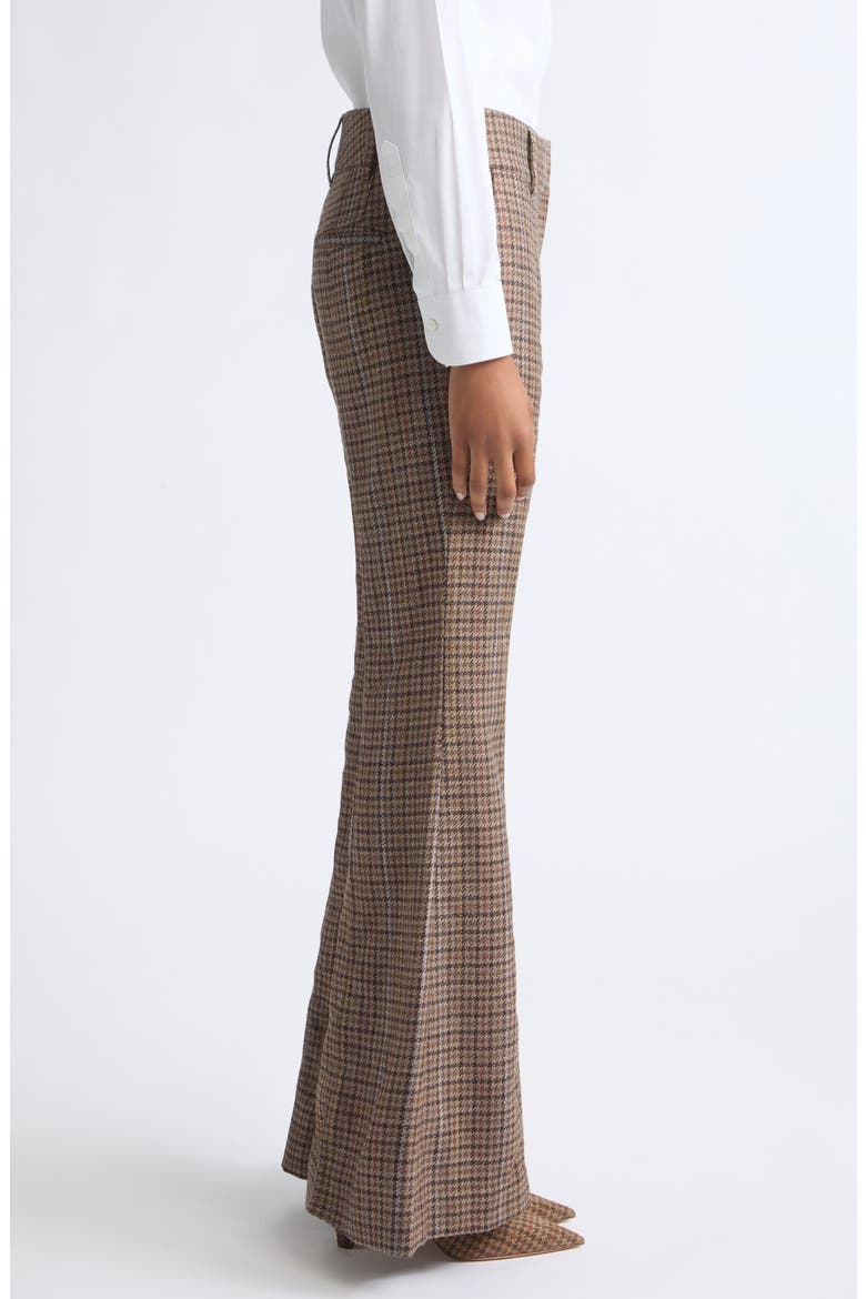 Rhein Check Wool & Silk Flare Leg Pants, Alternate, color, CAMEL MULTI