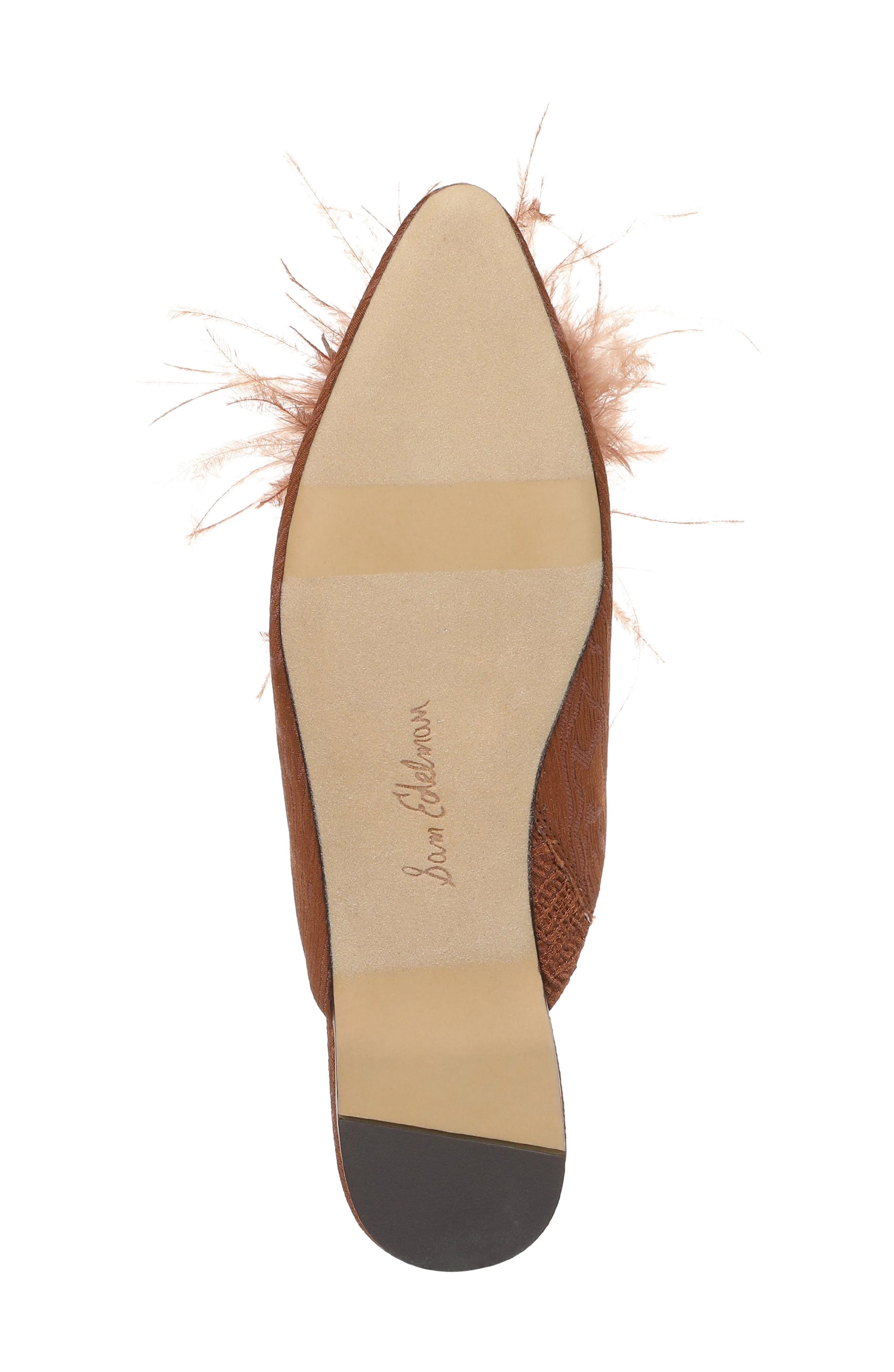 Khai Feather Flat Mule, Alternate, color, BRIGHT BOURBON