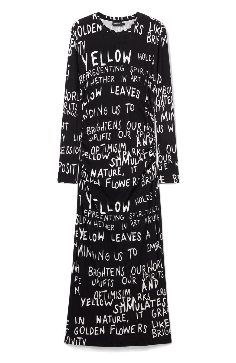 Desigual Hesian Long Sleeve Rib Body-Con Maxi Dress, Alternate, color,