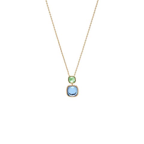 Multi-Color Double Graduated Square Pendant Necklace