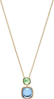 BY ADINA EDEN Multi-Color Double Graduated Square Pendant Necklace