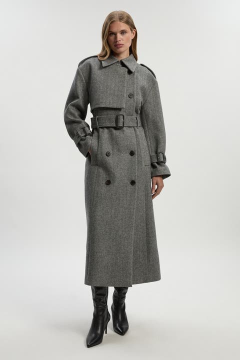 Herringbone Tailored Maxi Coat