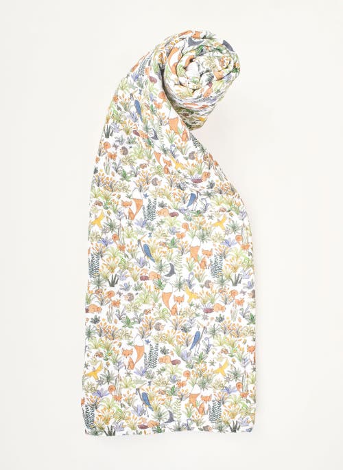 Timo & Violet Foxy Forest Shawl Blanket In White