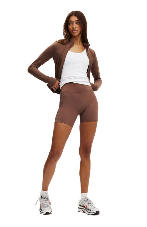 Cotton On Body Active Core Zip Through Long Sleeve In Brown