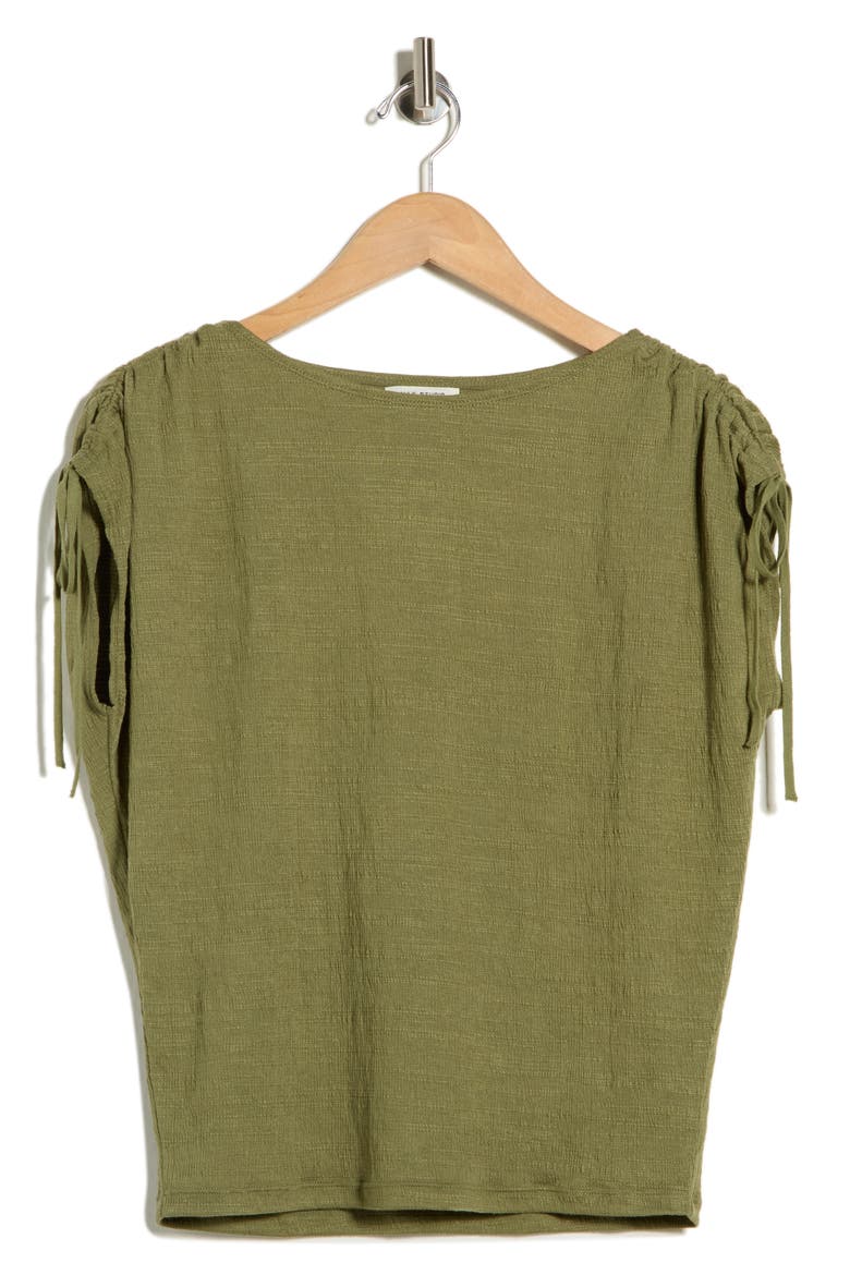 Ruched Shoulder Textured Knit Top, Alternate, color, SAGE