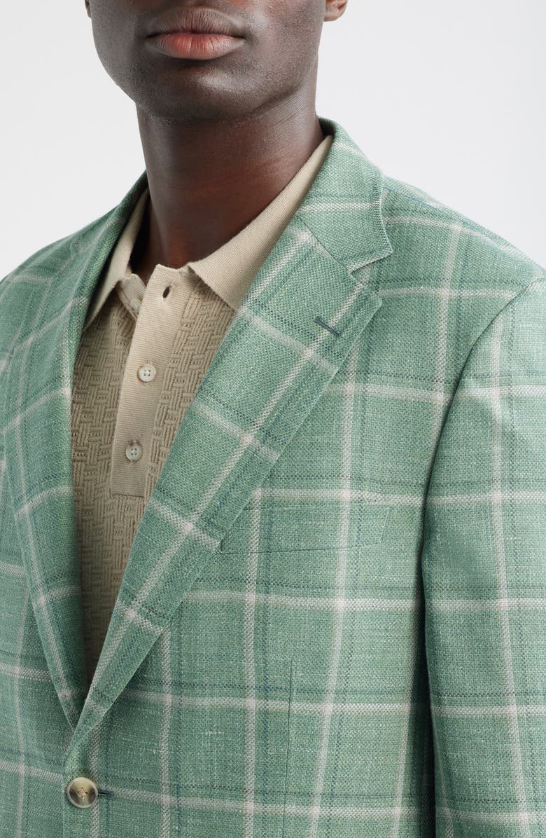 Peter Millar Hyperlight Soft Plaid Wool & Silk Blend Sport Coat, Alternate, color, Light Green