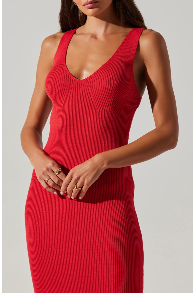 Gracen Sleeveless Cutout Sweater Dress, Alternate, color, RED