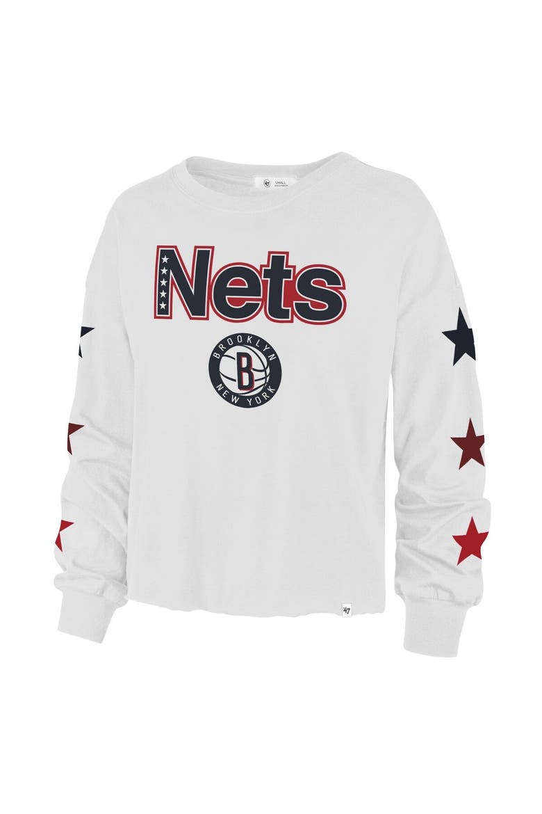 Women's '47 White Brooklyn Nets 2021/22 City Edition Call Up Parkway Long Sleeve T-Shirt, Alternate, color, White