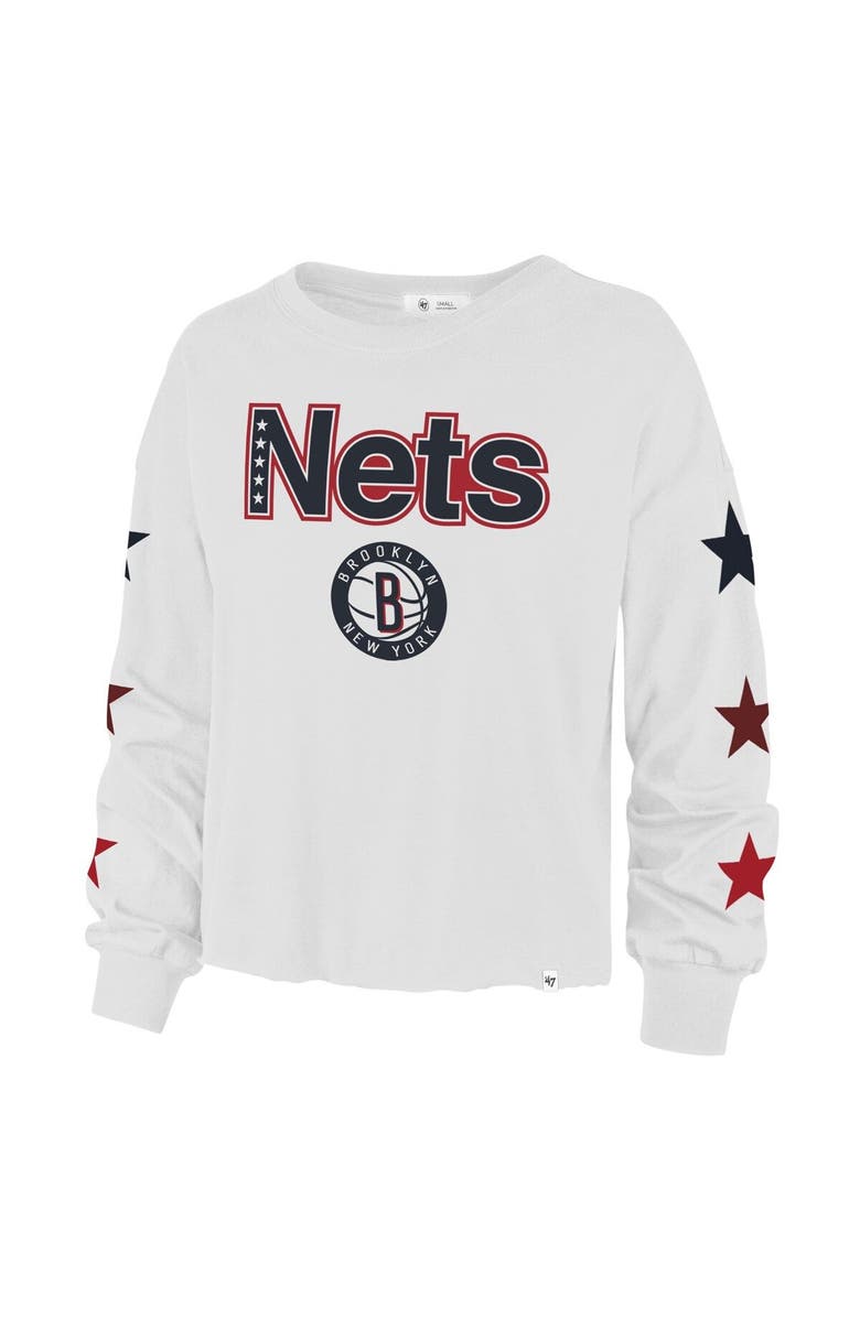 '47 Women's '47 White Brooklyn Nets 2021/22 City Edition Call Up Parkway Long Sleeve T-Shirt, Alternate, color, White