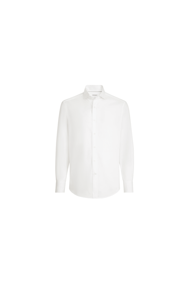 Twill shirt with spread collar, Alternate, color, White