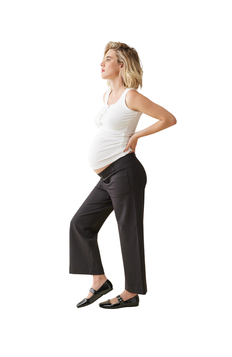 Ingrid & Isabel Wide Leg Ankle Maternity Pant, Alternate, color, Black Onyx