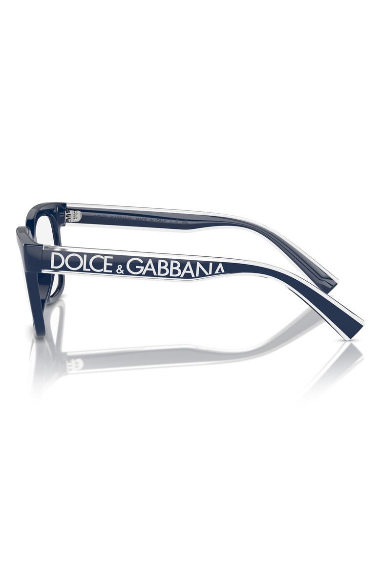 Dolce&Gabbana Kids' 47mm Rectangular Optical Glasses, Alternate, color, Blue / Demo Lens