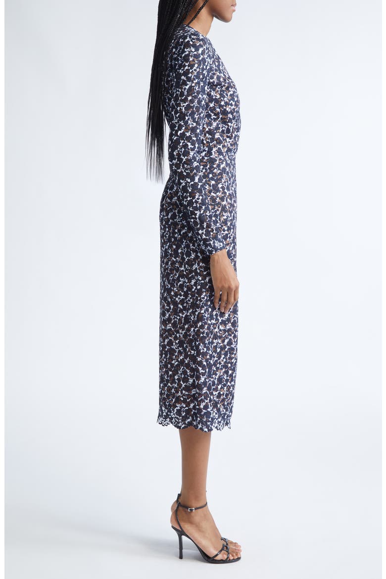 Shadow Floral Lace Long Sleeve Sheath Dress, Alternate, color, MIDNIGHT/ OPTIC WHITE