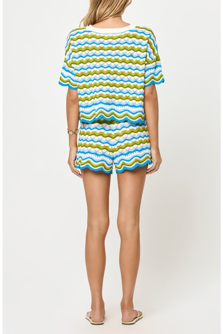 Sun Chaser Stripe Cotton Cover-Up Shorts, Alternate, color, ISLAND BREEZE