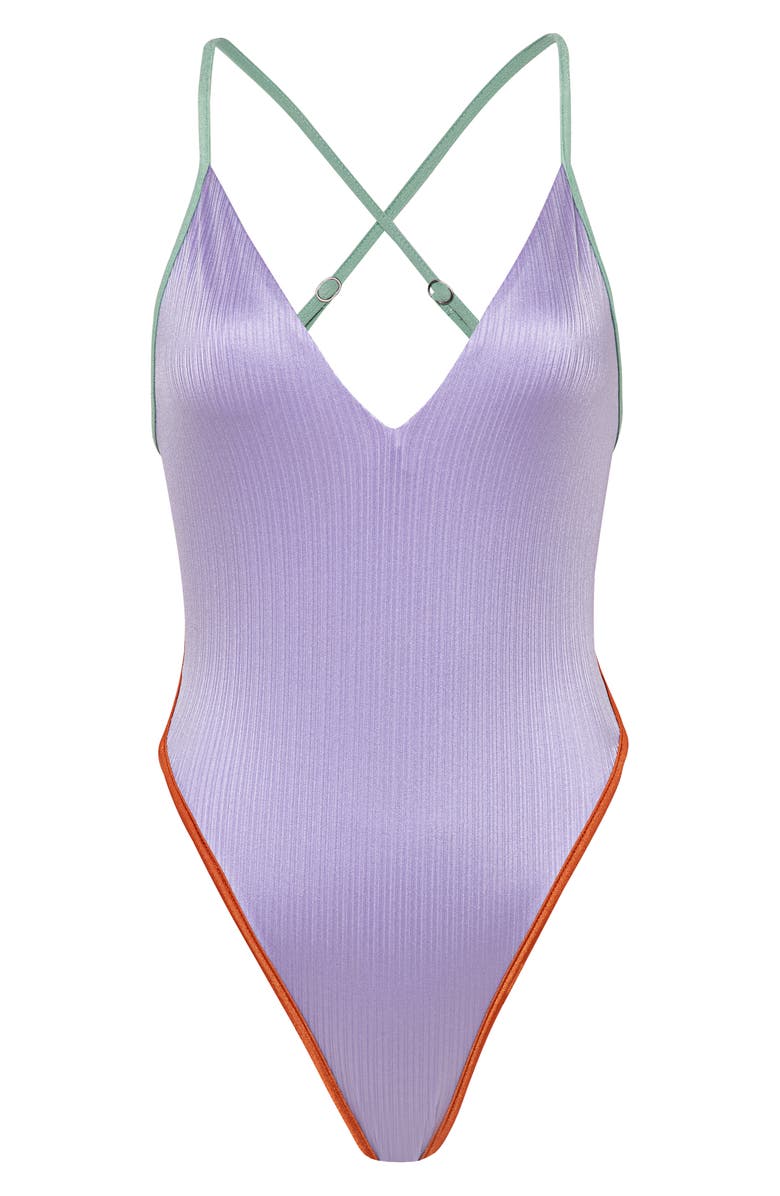 Maaji Lavander Wisteria Mae Reversible One-Piece Swimsuit, Alternate, color, 