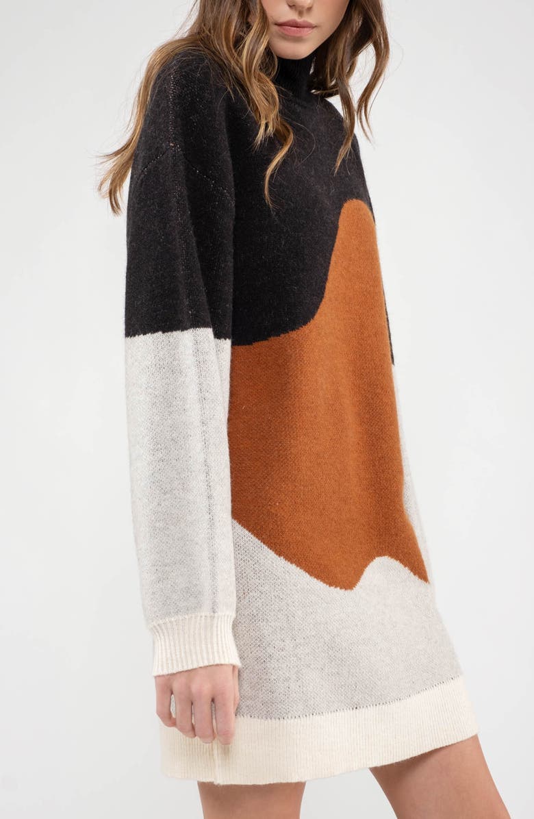 Blu Pepper Colorblock Long Sleeve Sweater Dress, Alternate, color, 