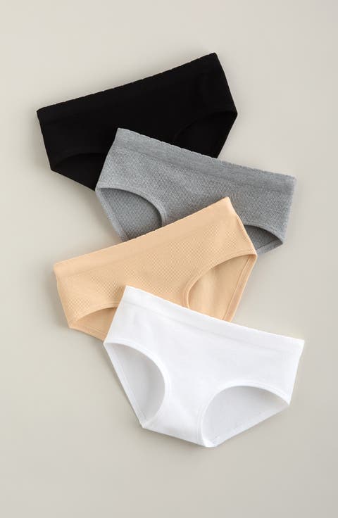 Kids' 4-Pack Seamless Rib Hipster Panties