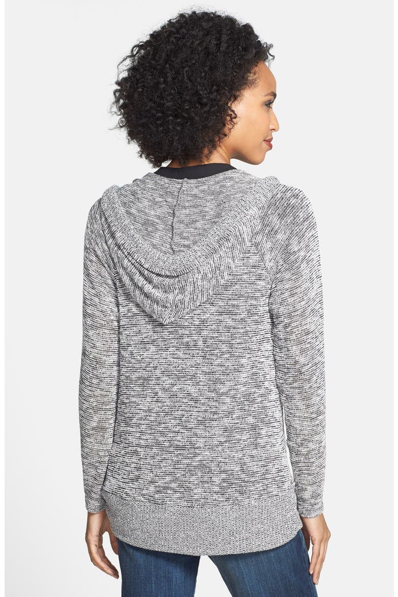 Sweater Knit Hoodie, Alternate, color, WHITE/ BLACK COMBO