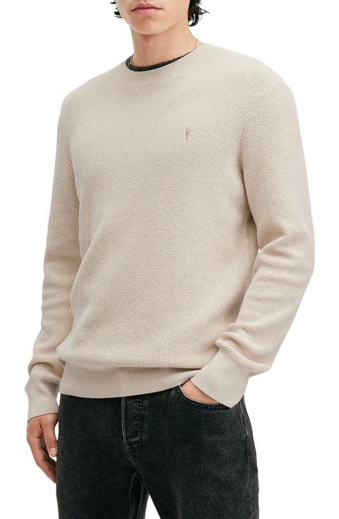 Oversize Cotton & Wool Waffle Crewneck Sweater