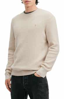 AllSaints Oversize Cotton & Wool Waffle Crewneck Sweater