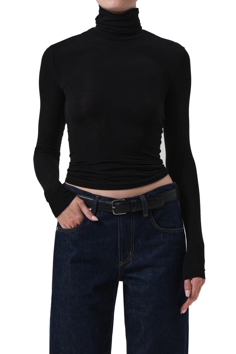 Caradene Scrunch Turtleneck, Main, color, BLACK