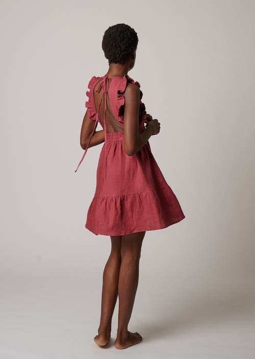Leisure Lab Chloe Mini Linen Dress In Sangria