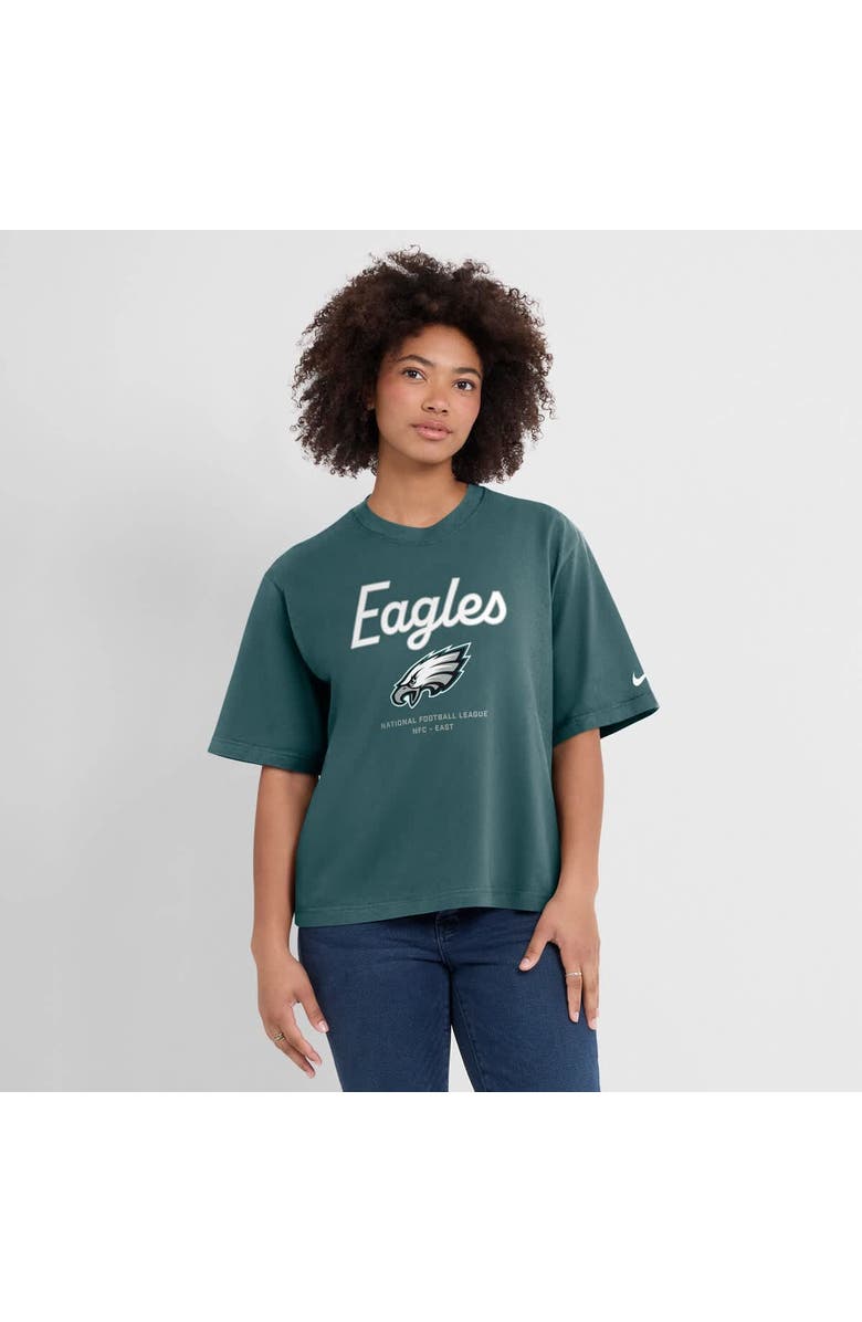 Nike Women's Nike Green Philadelphia Eagles Essential Script Relaxed Boxy T-Shirt, Main, color,