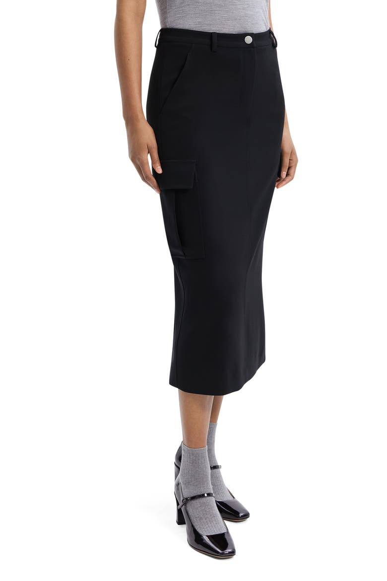 Cargo Midi Skirt, Alternate, color, BLACK
