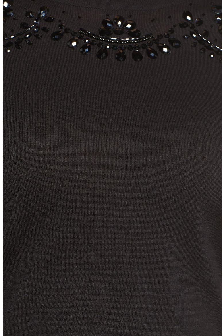 Millie Beaded Cotton Blend Sweater, Alternate, color, BLACK