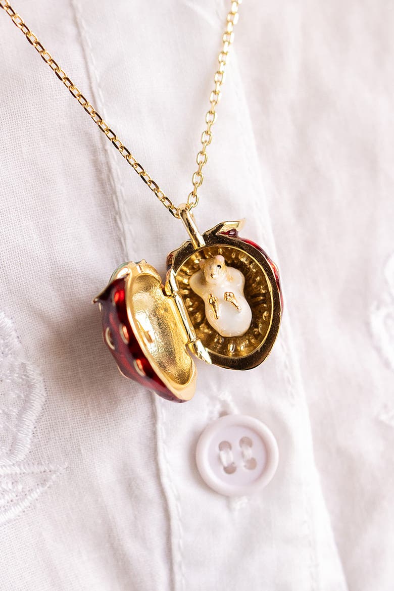 Strawberry & Mouse Locket, Alternate, color, Strawberry & Mouse