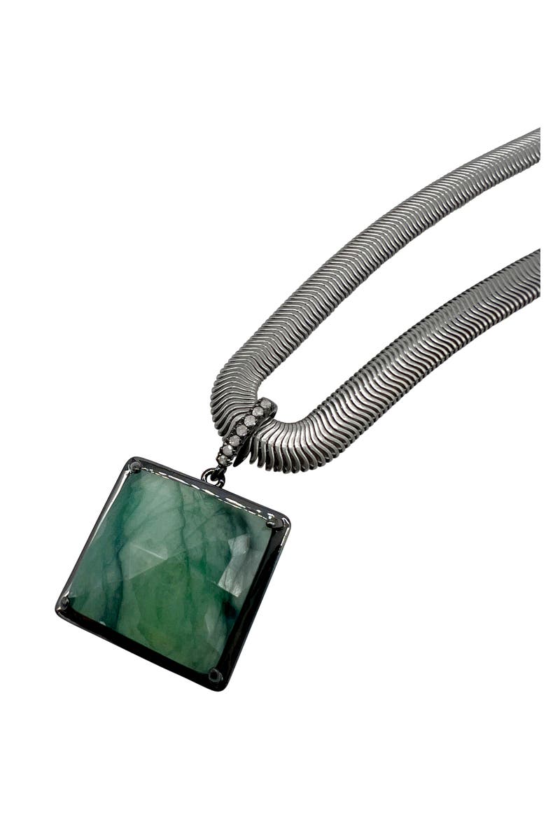 Minetta Emerald Pendant Necklace, Alternate, color, GREEN
