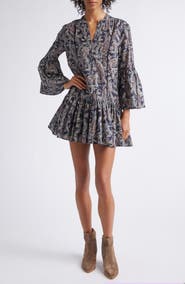 Veronica Beard Novessa Long Sleeve Paisley Minidress