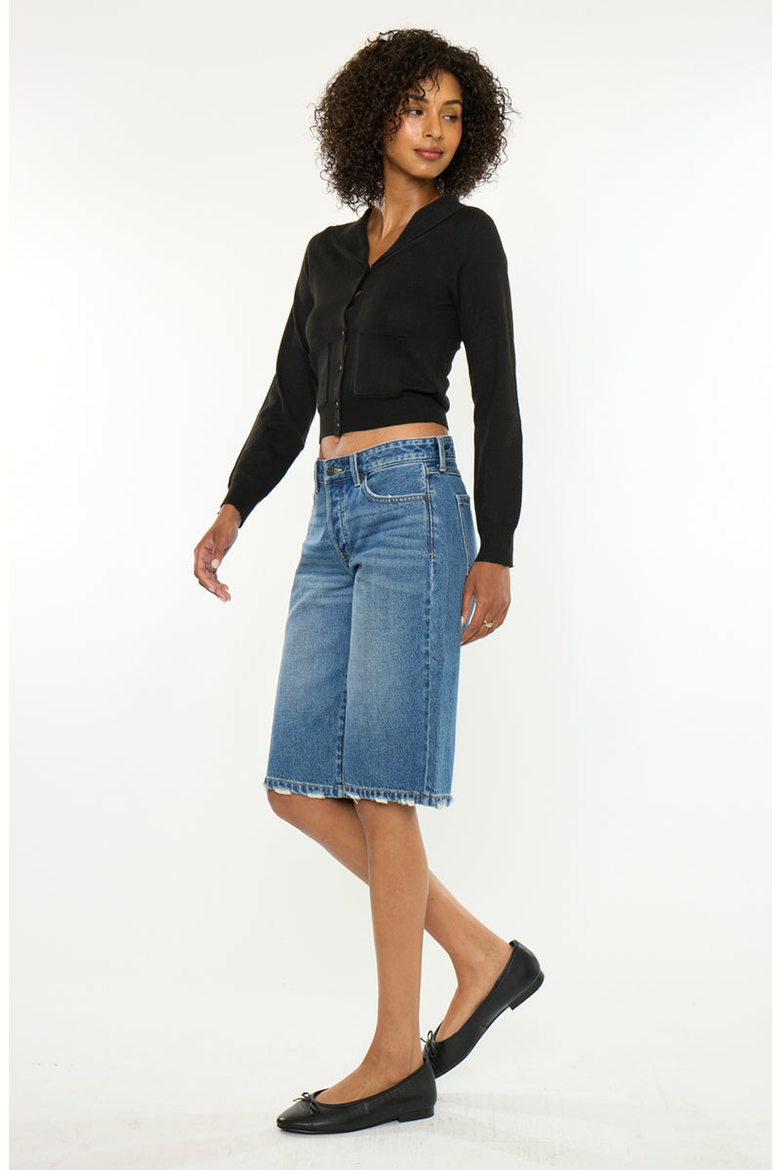 Daylin Low Slung Baggy Denim Jort Shorts, Alternate, color, Medium Wash