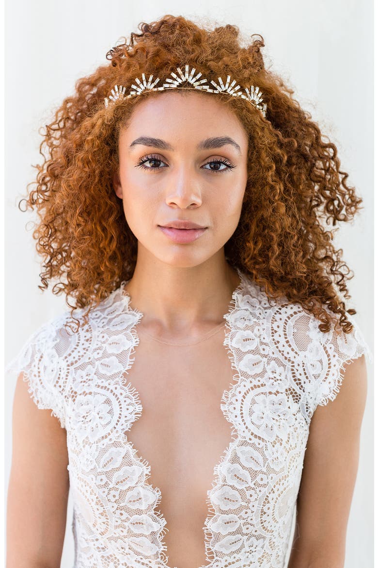 Mishael Marquise Crystal Crown (Nordstrom Exclusive), Alternate, color, GOLD