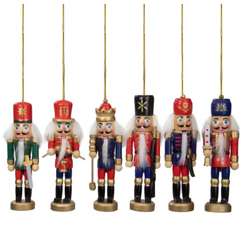 Northlight 6-count Red And Blue Classic Nutcracker Christmas Ornaments In Multi