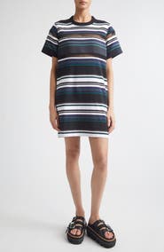 Sacai Stripe Cotton Jersey T-Shirt Dress