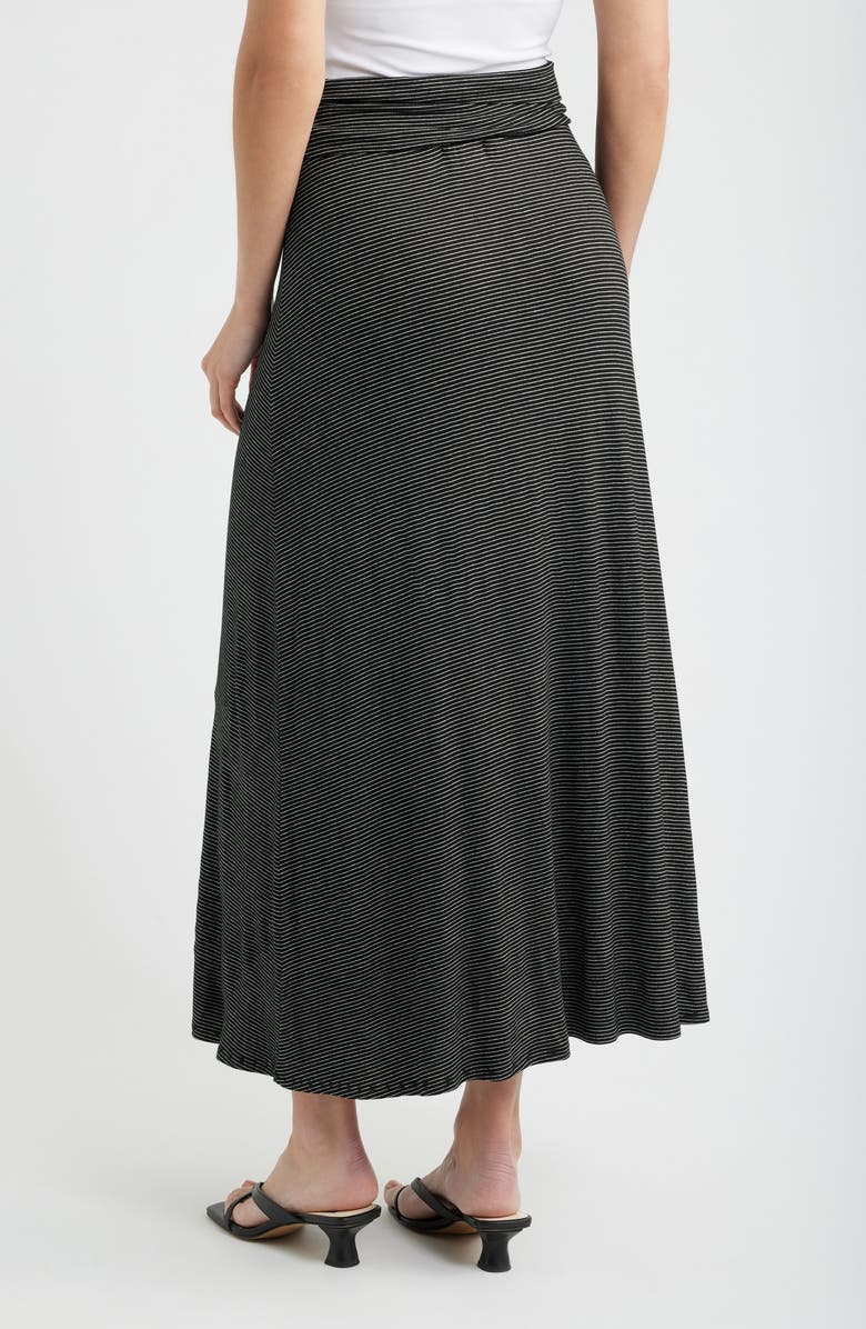 Loveappella Stripe Knit Maxi Skirt, Alternate, color, Black