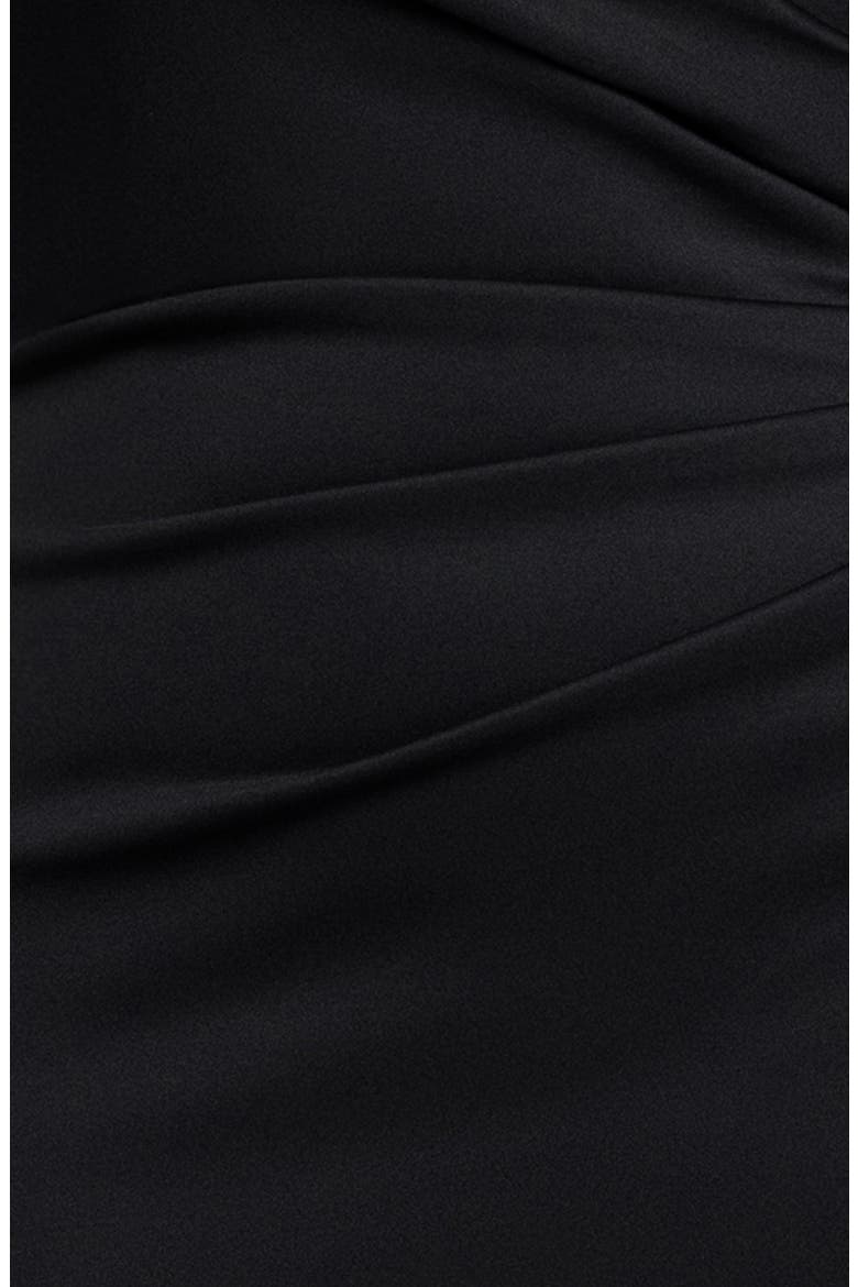 Off the Shoulder Ruffle Scuba Crepe Gown, Alternate, color, BLACK