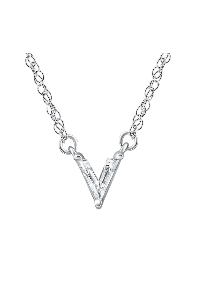 Bliss Diamond Diamond "V" Initial Pendant 18" Necklace 14K Gold Lab Grown, Main, color, 14K White Gold