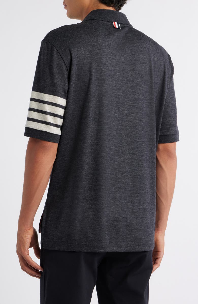 Thom Browne 4-Bar Virgin Wool Jersey Polo, Alternate, color, Charcoal