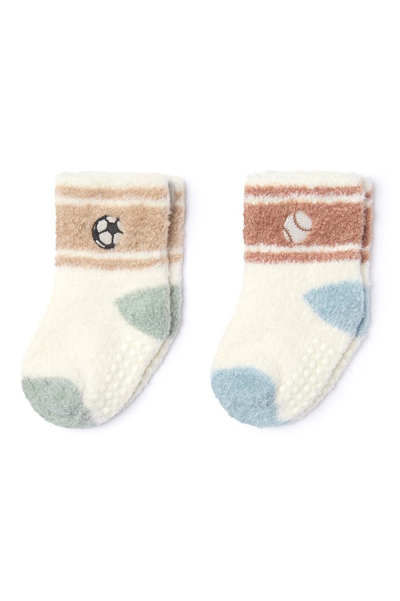 CozyChic® Lite 2-Pack Stripe Baby Socks, Main, color, CREAM MULTI