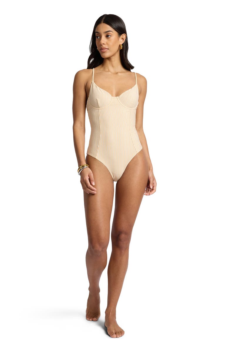 Onia Chelsea One-Piece Swimsuit, Main, color, Ochre/White