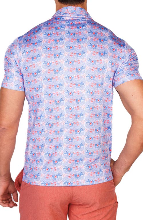 Tailorbyrd Nautical Bloom Performance Golf Polo In Blue