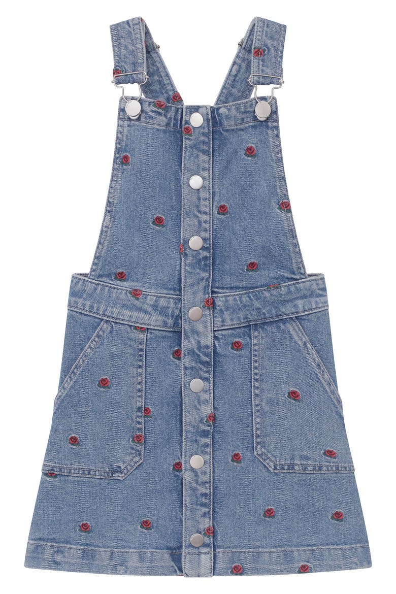 Kids' Rose Embroidered Jumper Dress, Main, color, INDIGO ROSE