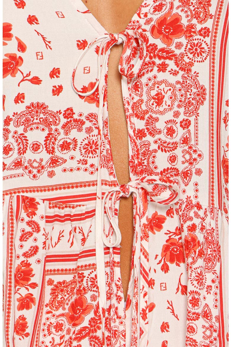 Dory Bandana Print Tie Front Top, Alternate, color, RED BANDANA