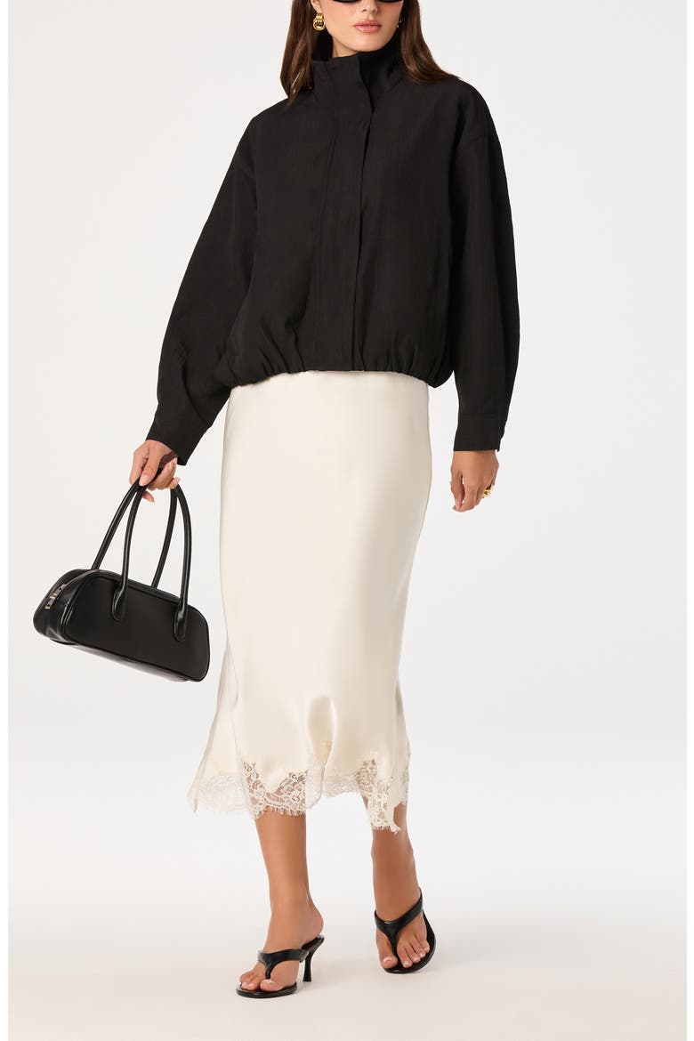 Blossom Lace Trim Midi Skirt, Alternate, color, IVORY