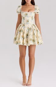 HOUSE OF CB Rosie Puff Sleeve Stretch Cotton Mini Sundress