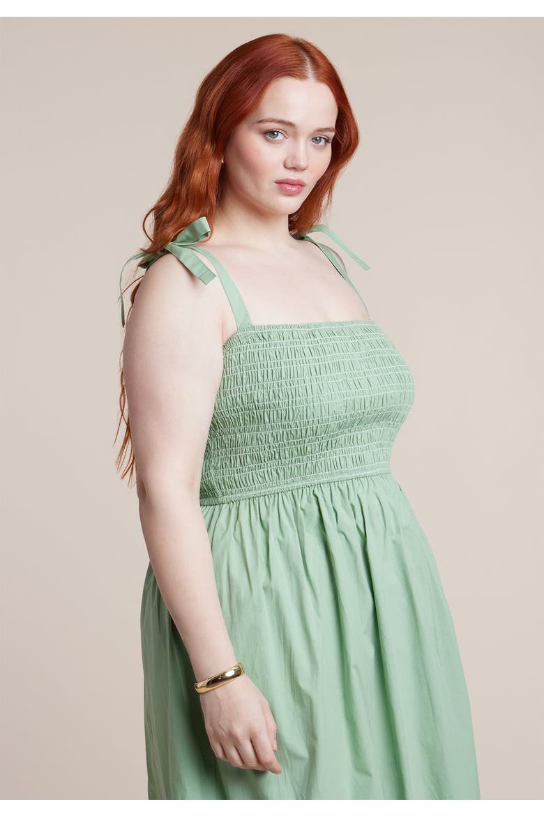 Smocked Bodice Maxi Dress, Alternate, color, BASIL
