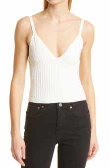 Alice + Olivia Kenna Cable Crop Cotton Sweater Tank