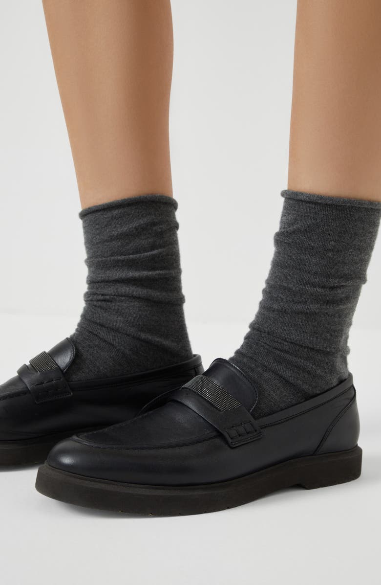 Brunello Cucinelli Cashmere knit socks, Alternate, color, Anthracite